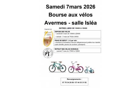 Bourse aux Vélos 6 et 7 mars 2026